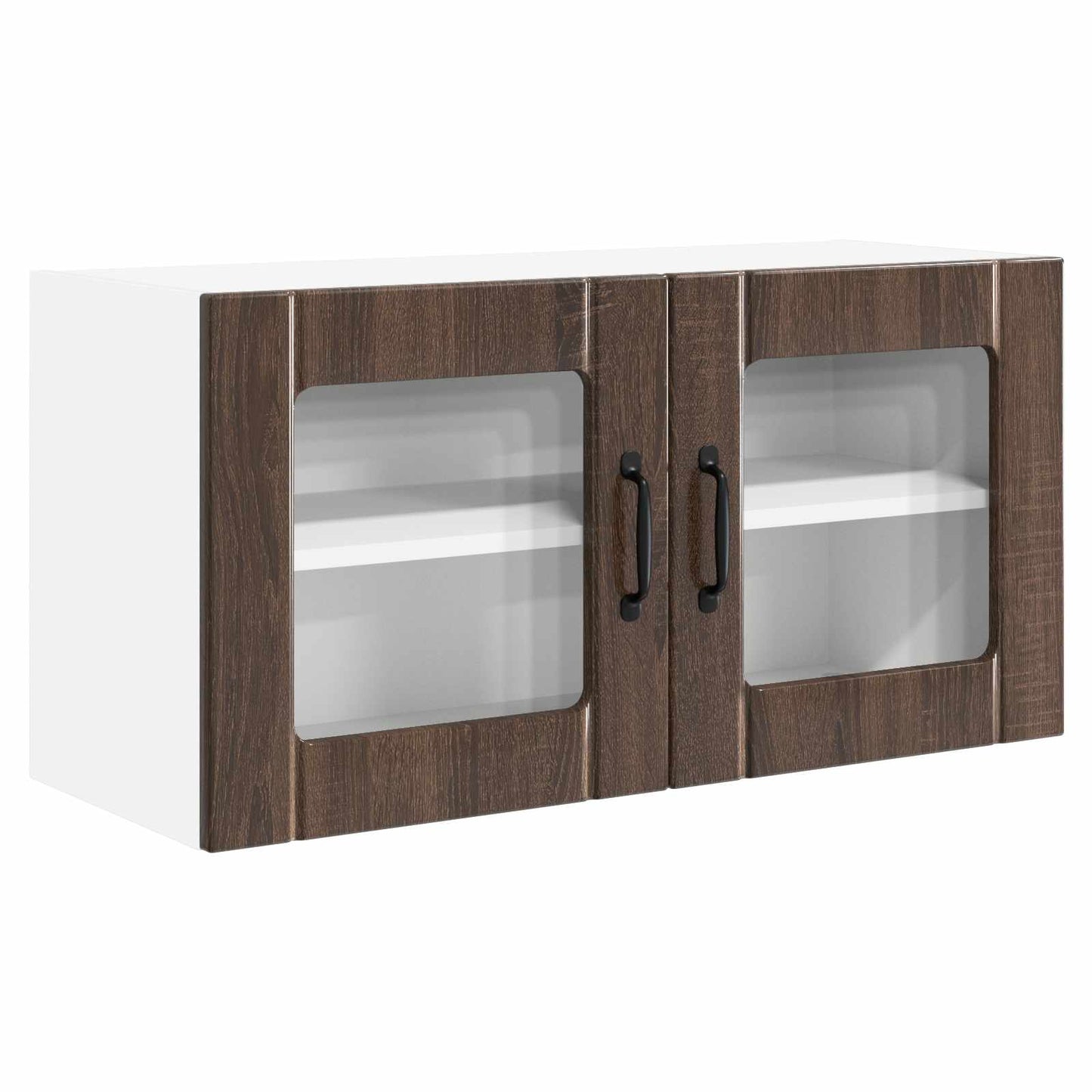 Wall Glass Cabinet PORTO Brown Oak 80 x 31 x 40 cm