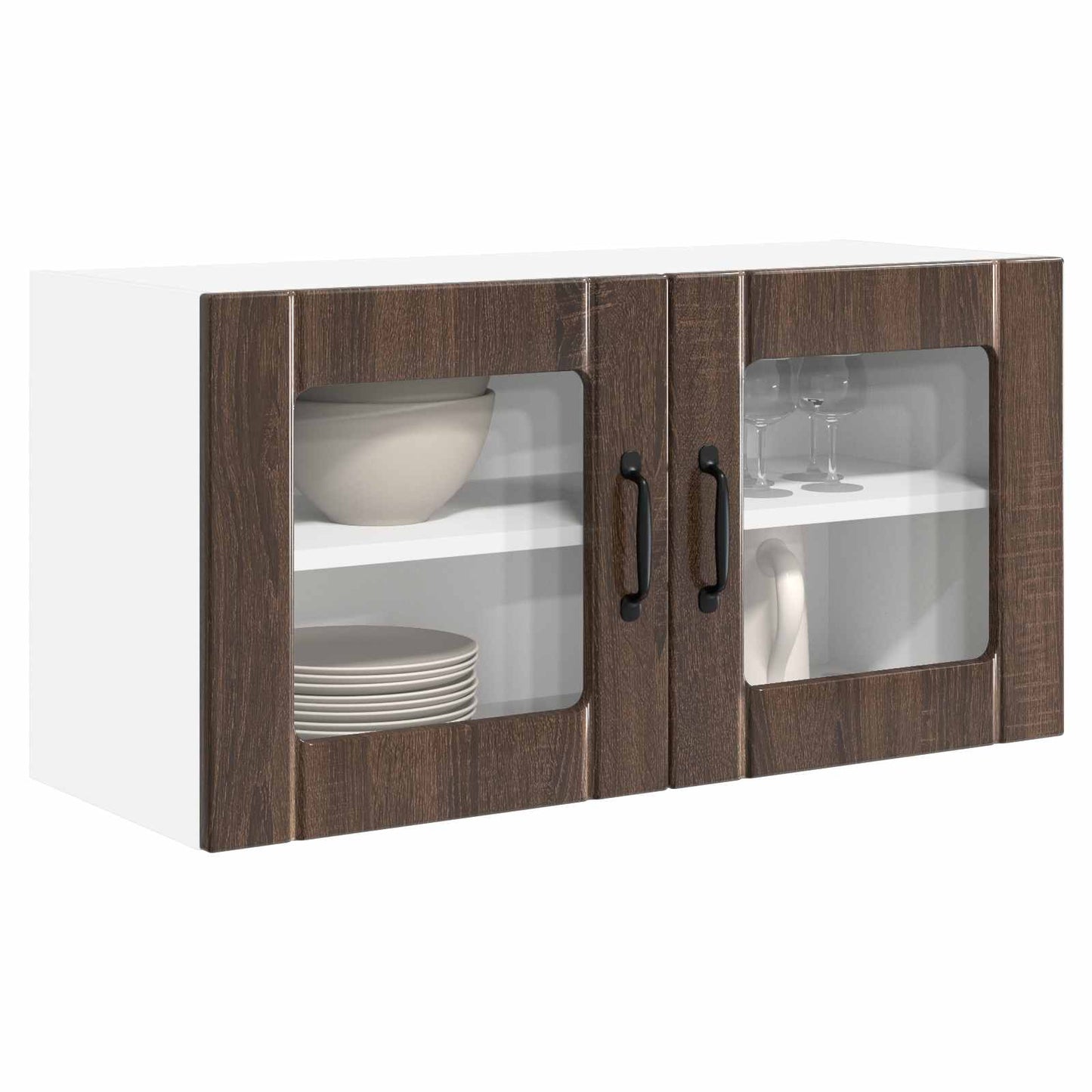 Wall Glass Cabinet PORTO Brown Oak 80 x 31 x 40 cm