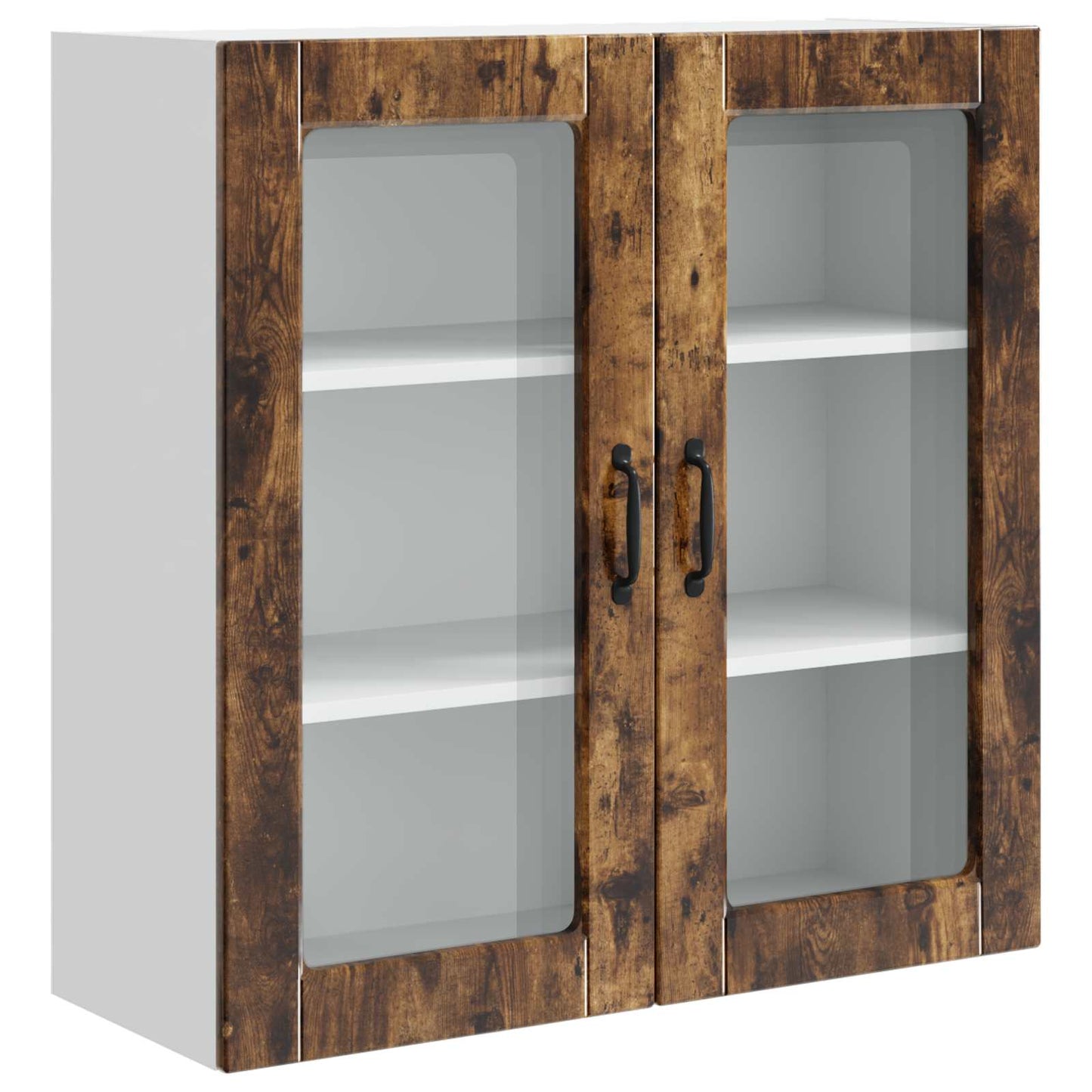 Wall Glass Cabinet PORTO Smoked Oak 80 x 31 x 80 cm