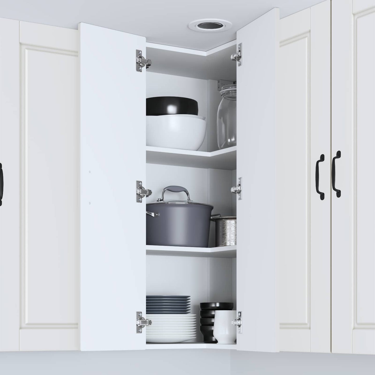 Wall Corner Cabinet PORTO White 57 x 57 x 100 cm