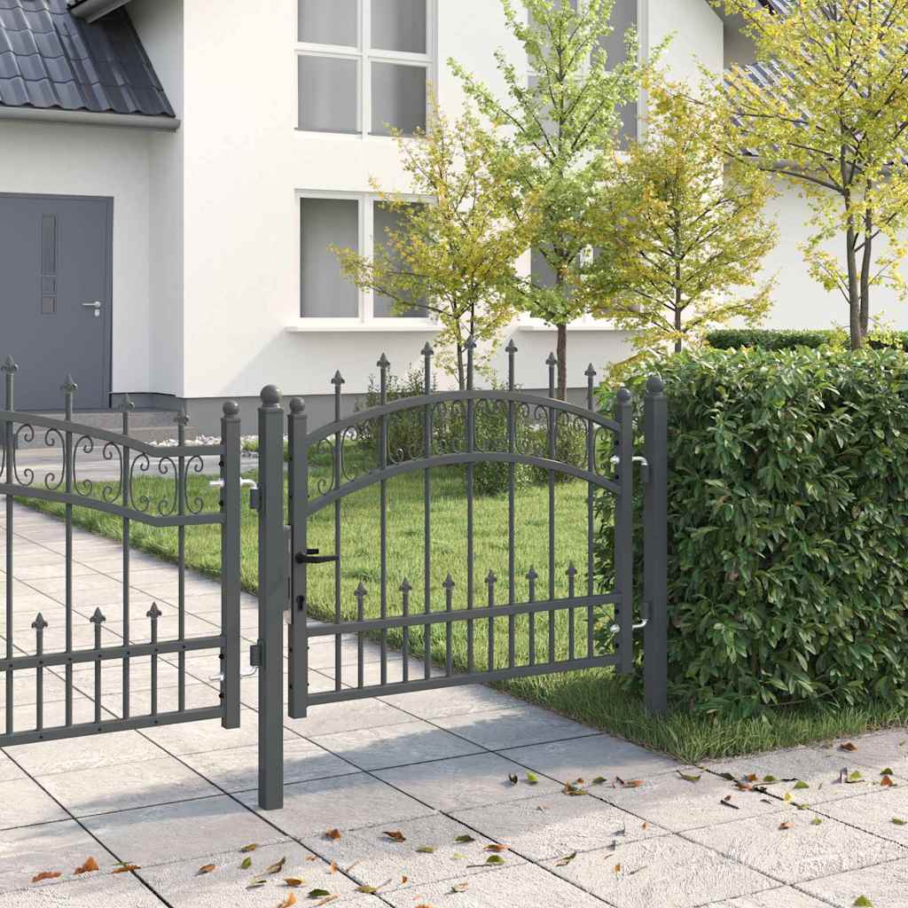 Fence Gate with Spear Top KAMPEN 103 x 75 cm Steel Lockable