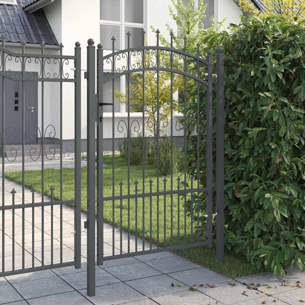 Fence Gate with Spear Top KAMPEN 103 x 150 cm Lockable Steel