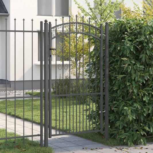 Fence Gate with Spear Top KAMPEN 103 x 175 cm Lockable Steel