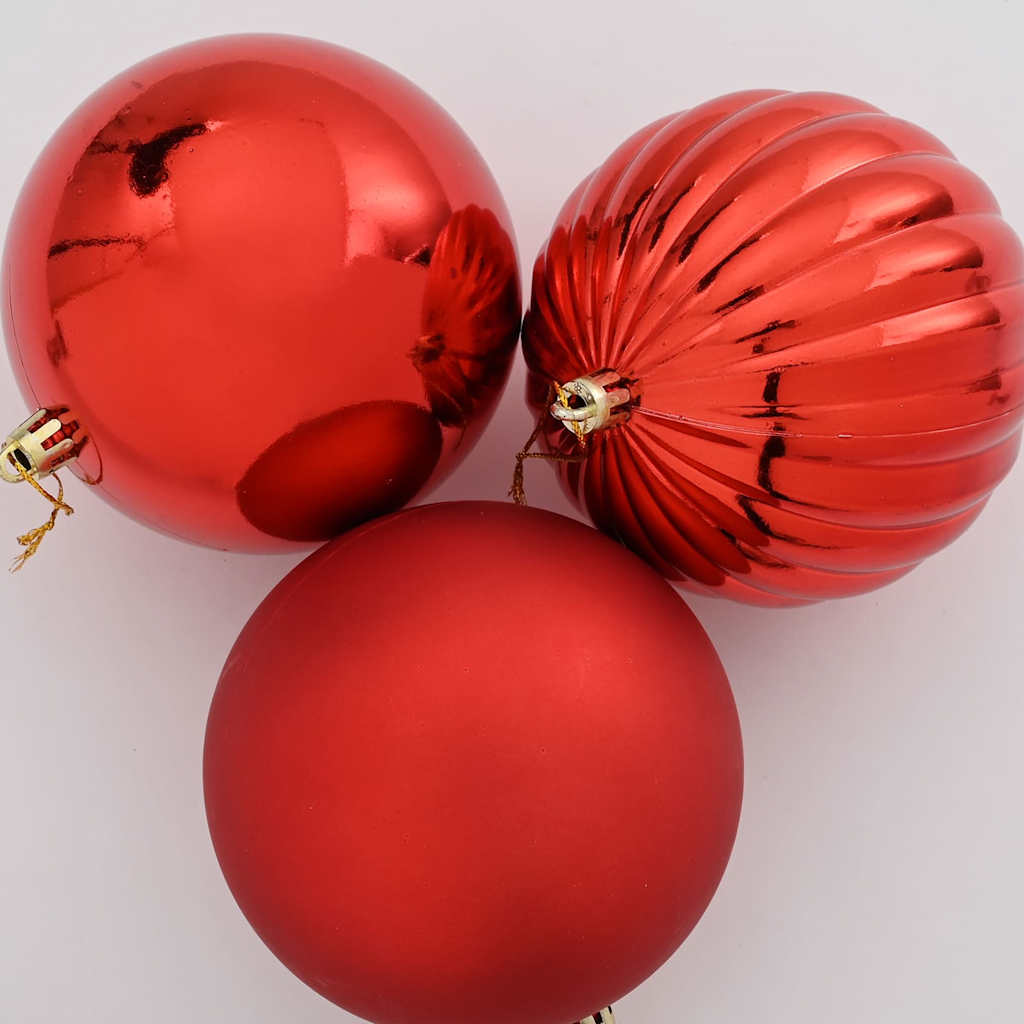 Christmas Bauble Set XL 9 pcs Red Dia. 15 cm Plastic