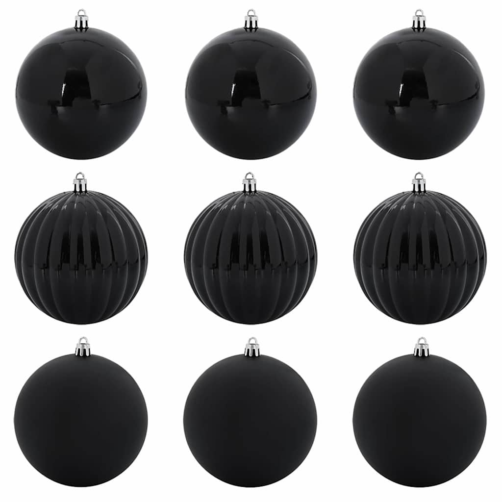 Christmas Bauble Set XL 9 pcs Black Dia. 15 cm Plastic
