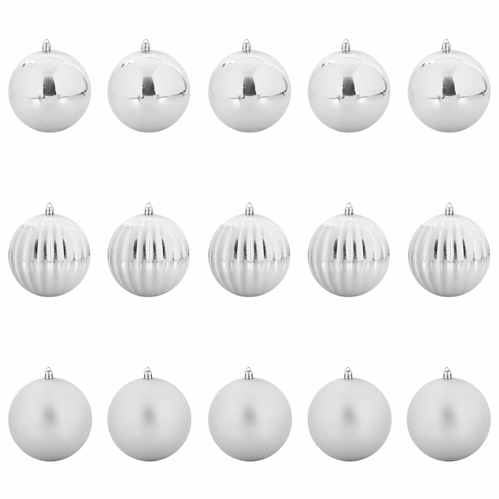 Christmas Bauble Set XL 15 pcs Silver Dia. 10 cm Plastic