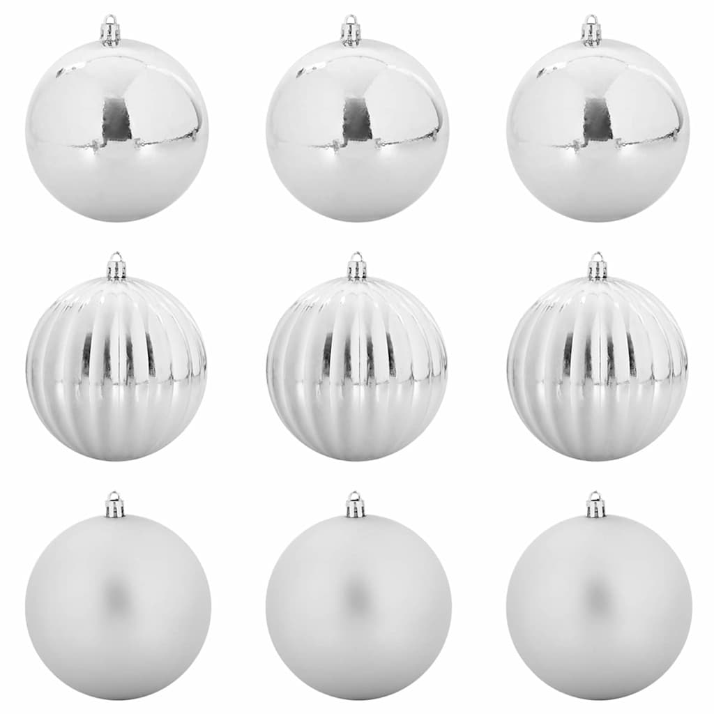 Christmas Bauble Set XL 9 pcs Silver Dia. 15 cm Plastic