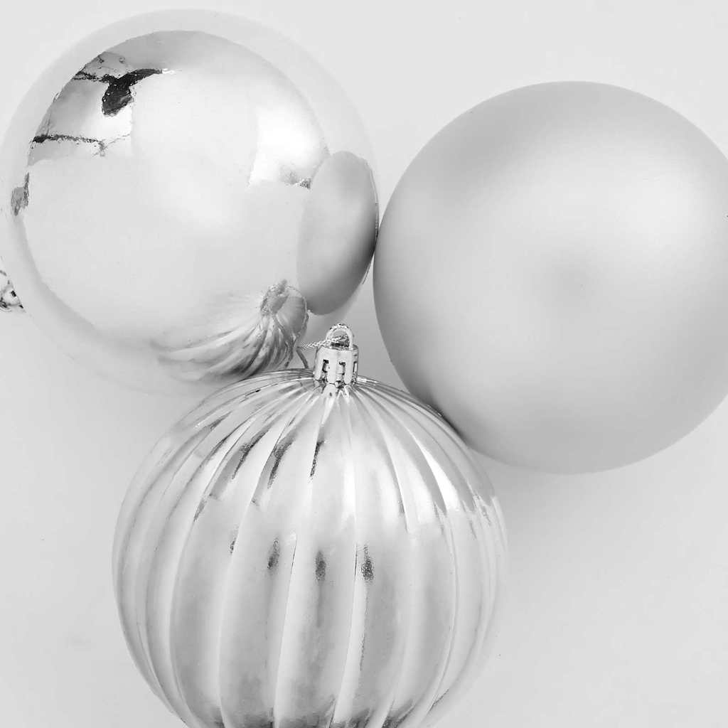 Christmas Bauble Set XXL 3 pcs Silver Dia. 25 cm Plastic