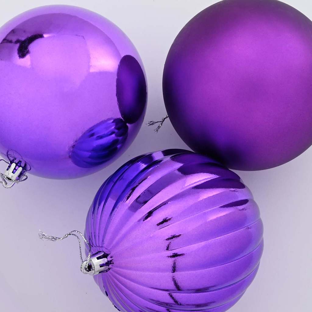 Christmas Bauble Set XL 15 pcs Lilac Dia. 10 cm Plastic