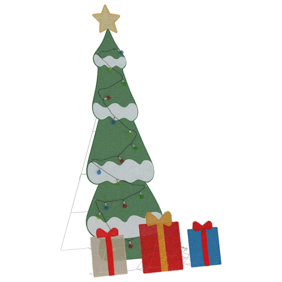 Lighted Christmas Tree with 3 Gift Boxes 2D Warm White