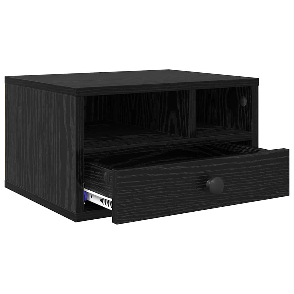 Printer Stand Black Oak 40 x 32 x 24 cm Engineered Wood