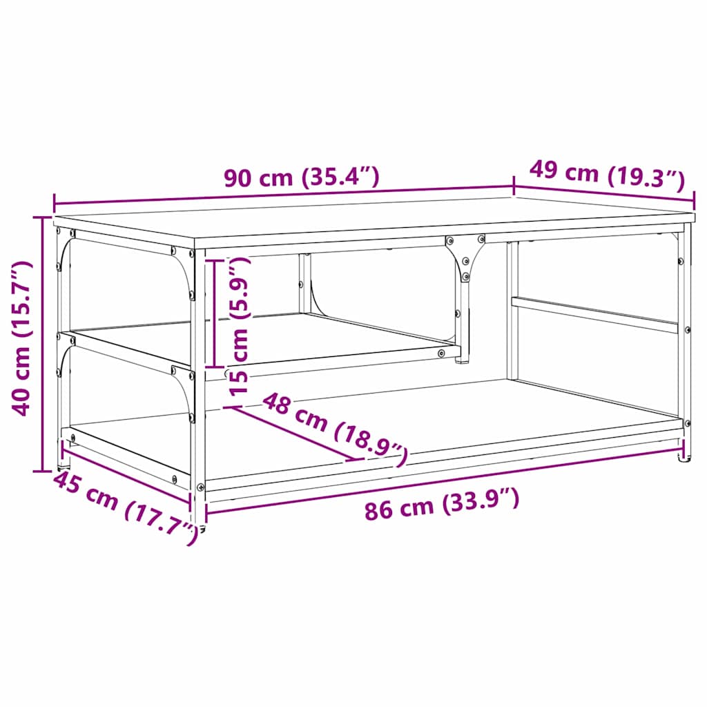 Coffee Table Old Wood 90 x 49 x 40 cm Engineered Wood