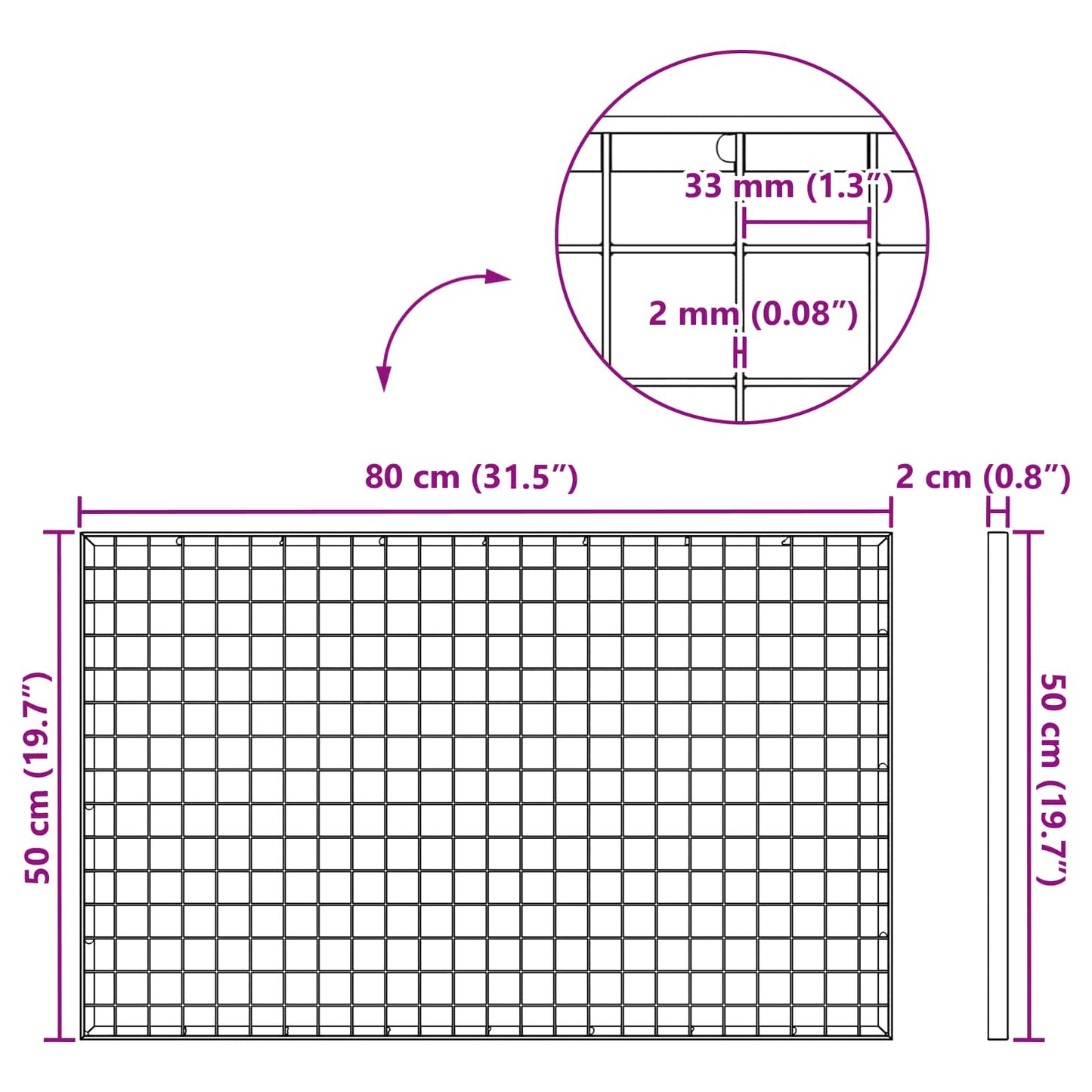 Grating Silver 80 x 50 x 2 cm Hot-Dip Galvanised Steel