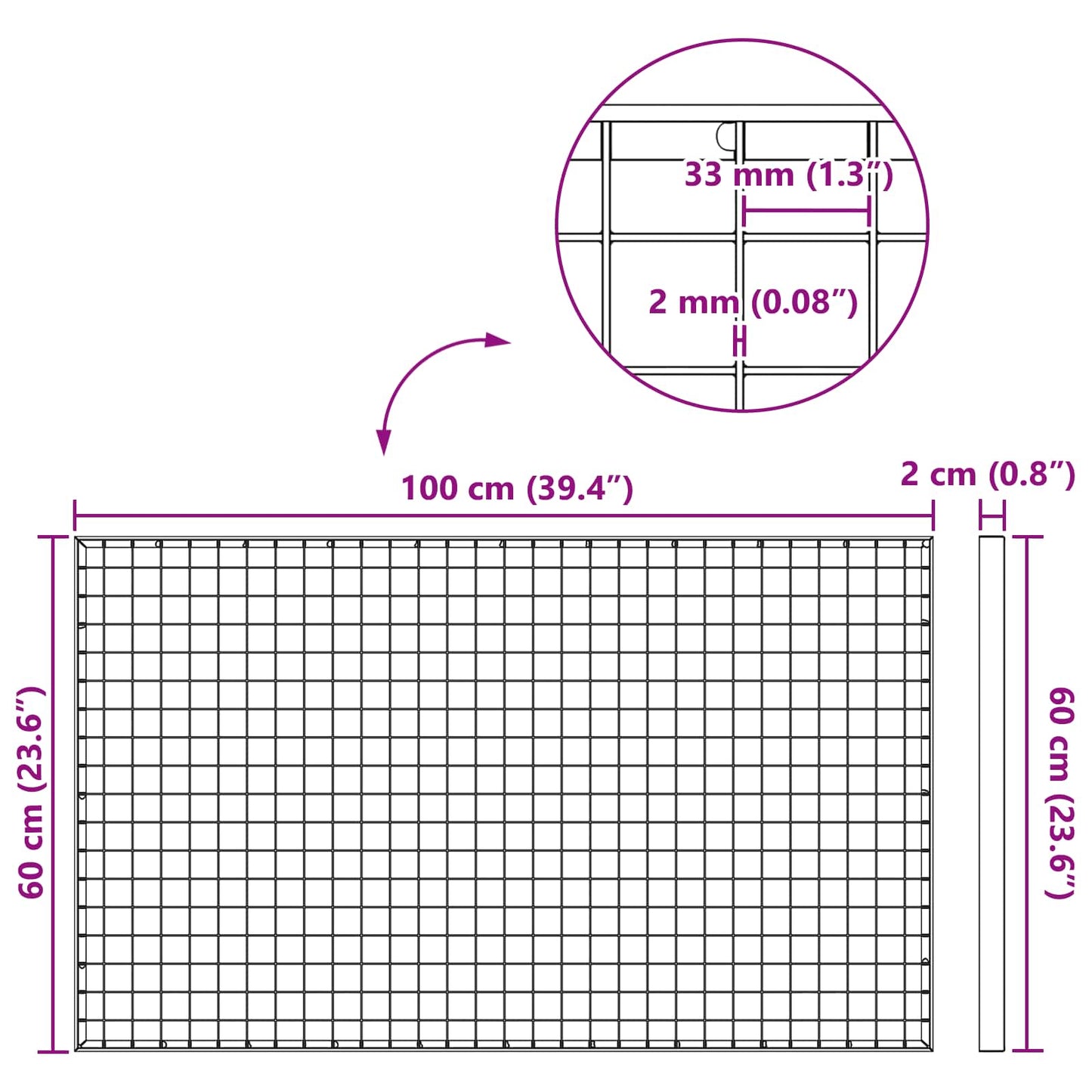 Grating Silver 100 x 60 x 2 cm Hot-Dip Galvanised Steel