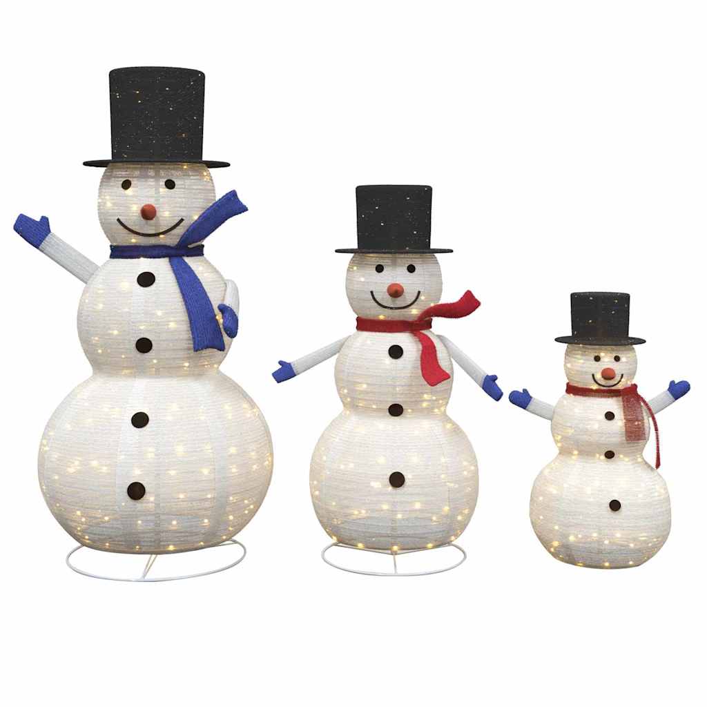 Christmas Snowman Family 3 pcs Warm White 55 x 122 cm Fabric