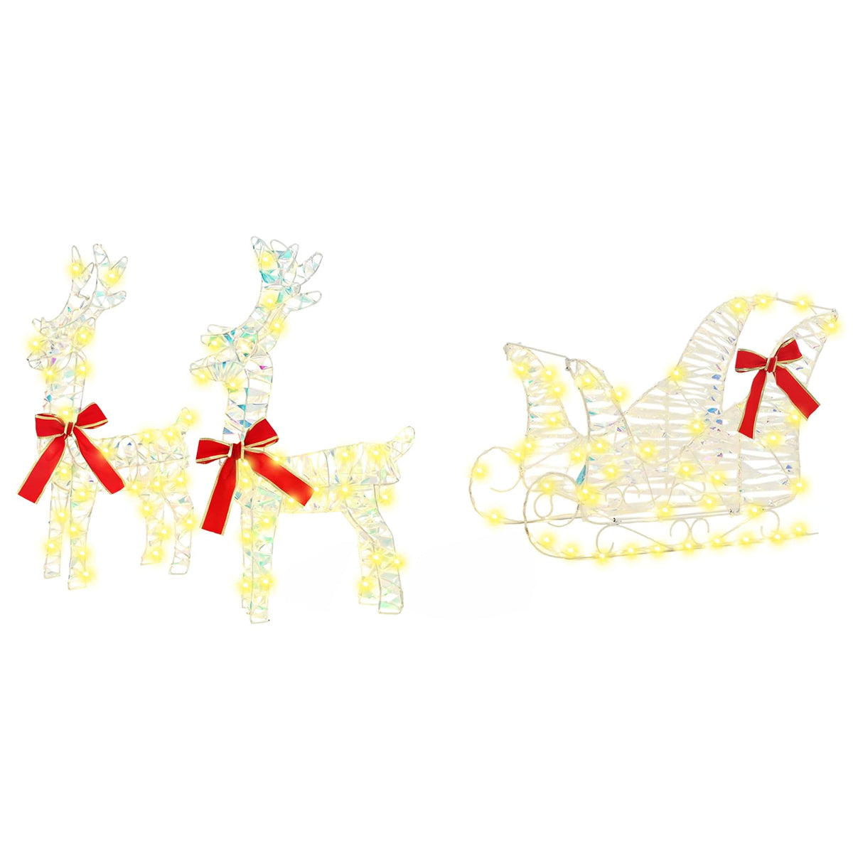 3D Christmas Reindeer with Sleigh LOVIISA 3 pcs Warm White