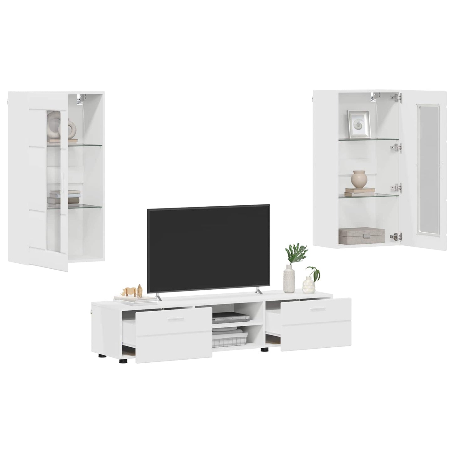 TV Cabinet Set FLORIN 3 pcs White Engineered Wood