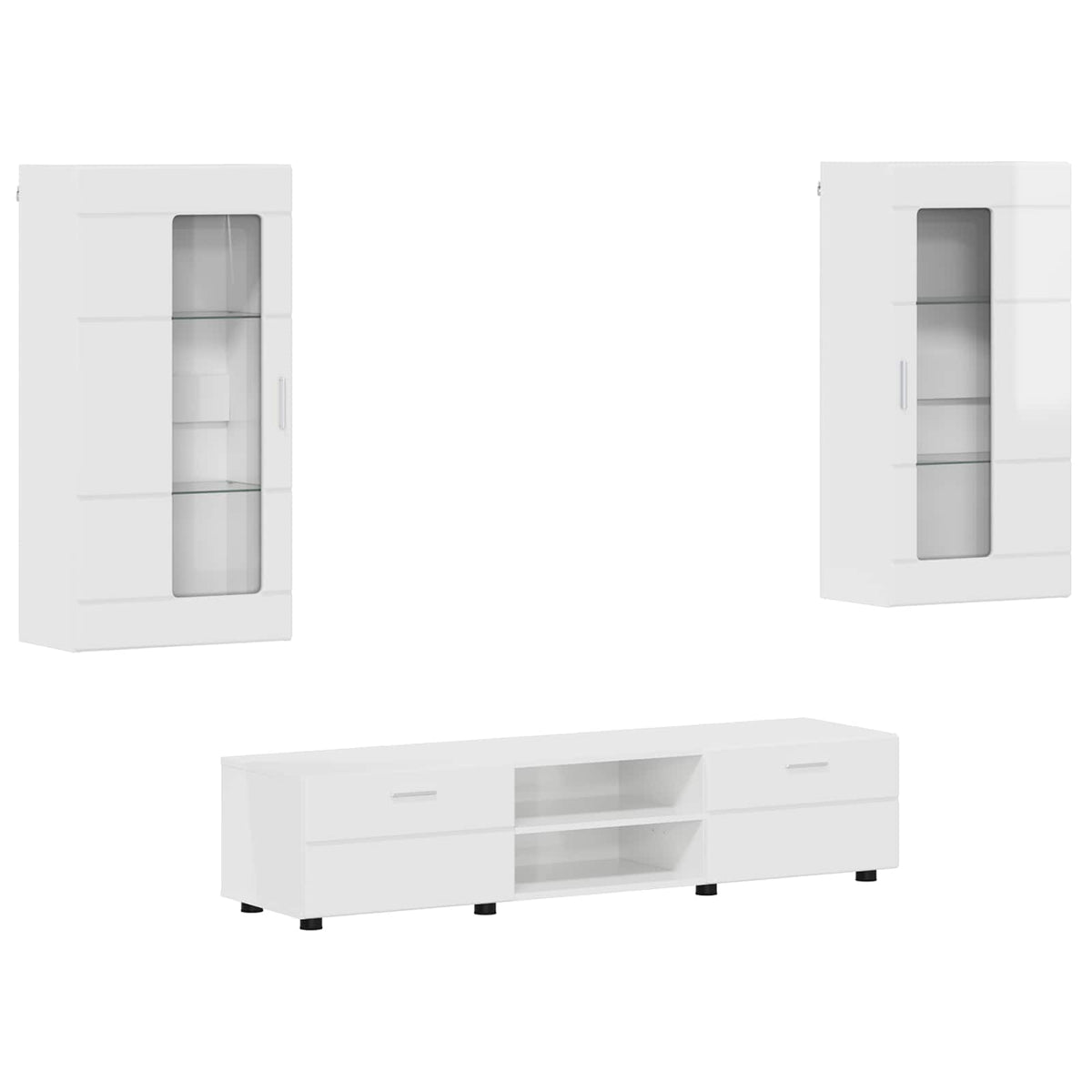 TV Cabinet Set FLORIN 3 pcs 150 x 39 x 30 cm High Gloss White