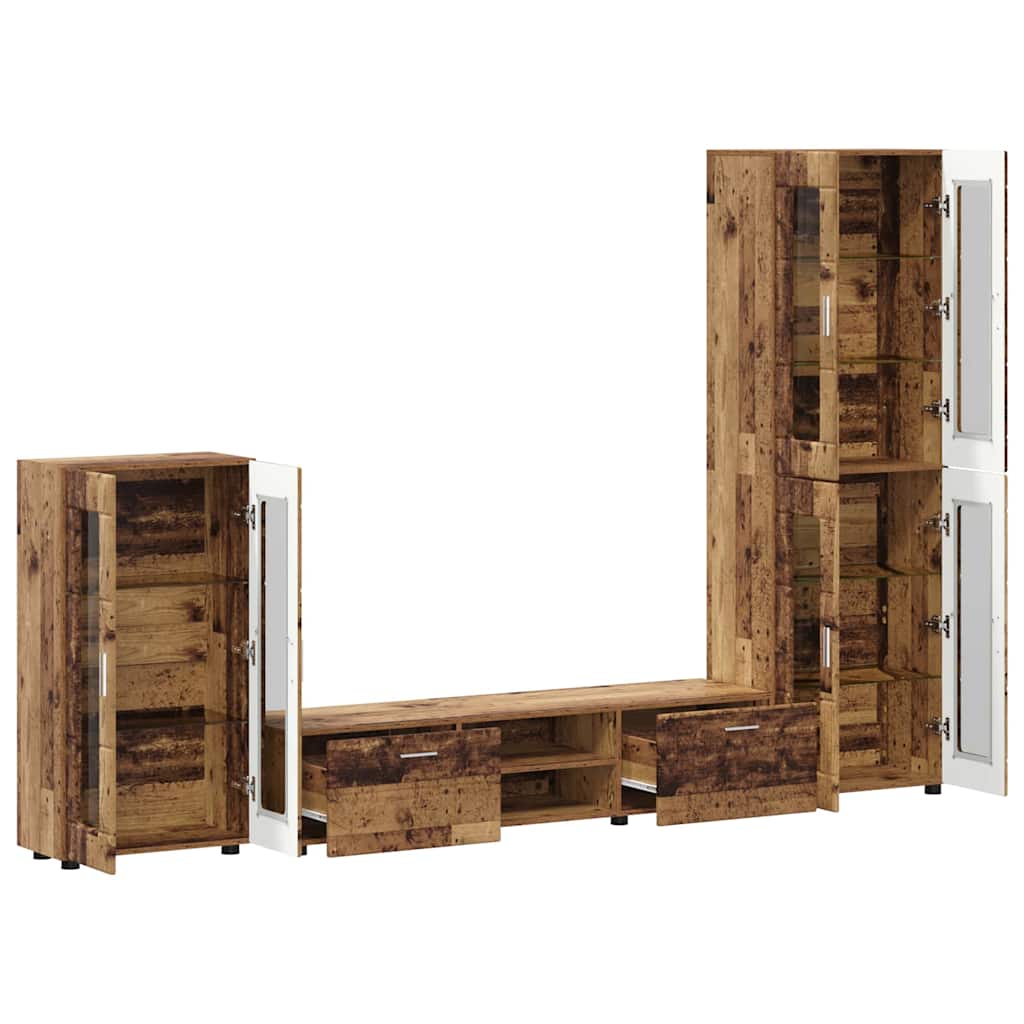 TV Cabinet Set FLORIN 3 pcs 150 x 39 x 30 cm Old Wood