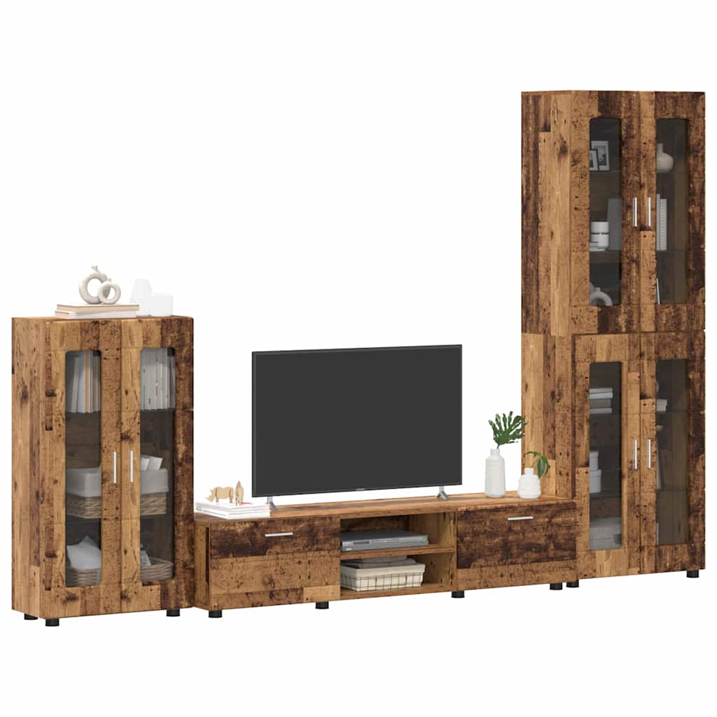 TV Cabinet Set FLORIN 3 pcs 150 x 39 x 30 cm Old Wood