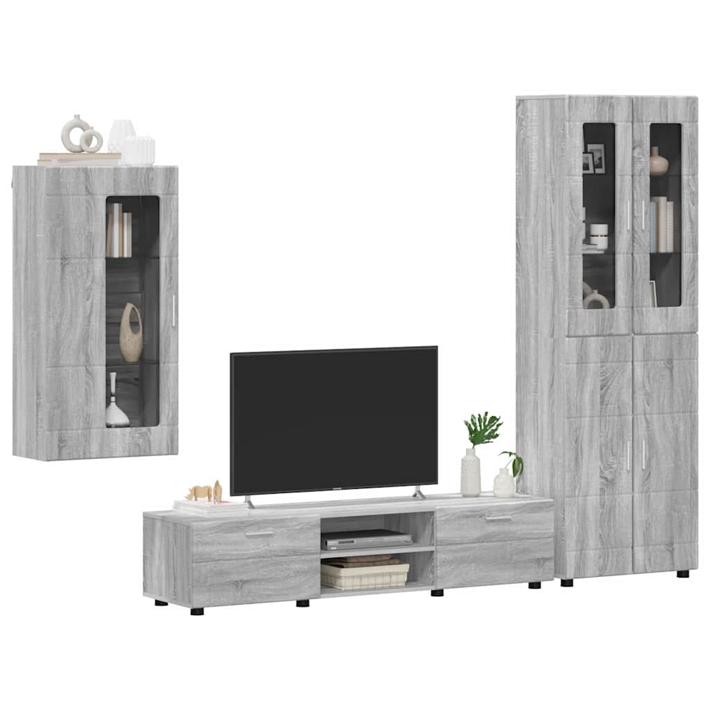 TV Cabinet Set FLORIN 3 pcs Grey Sonoma Engineered Wood