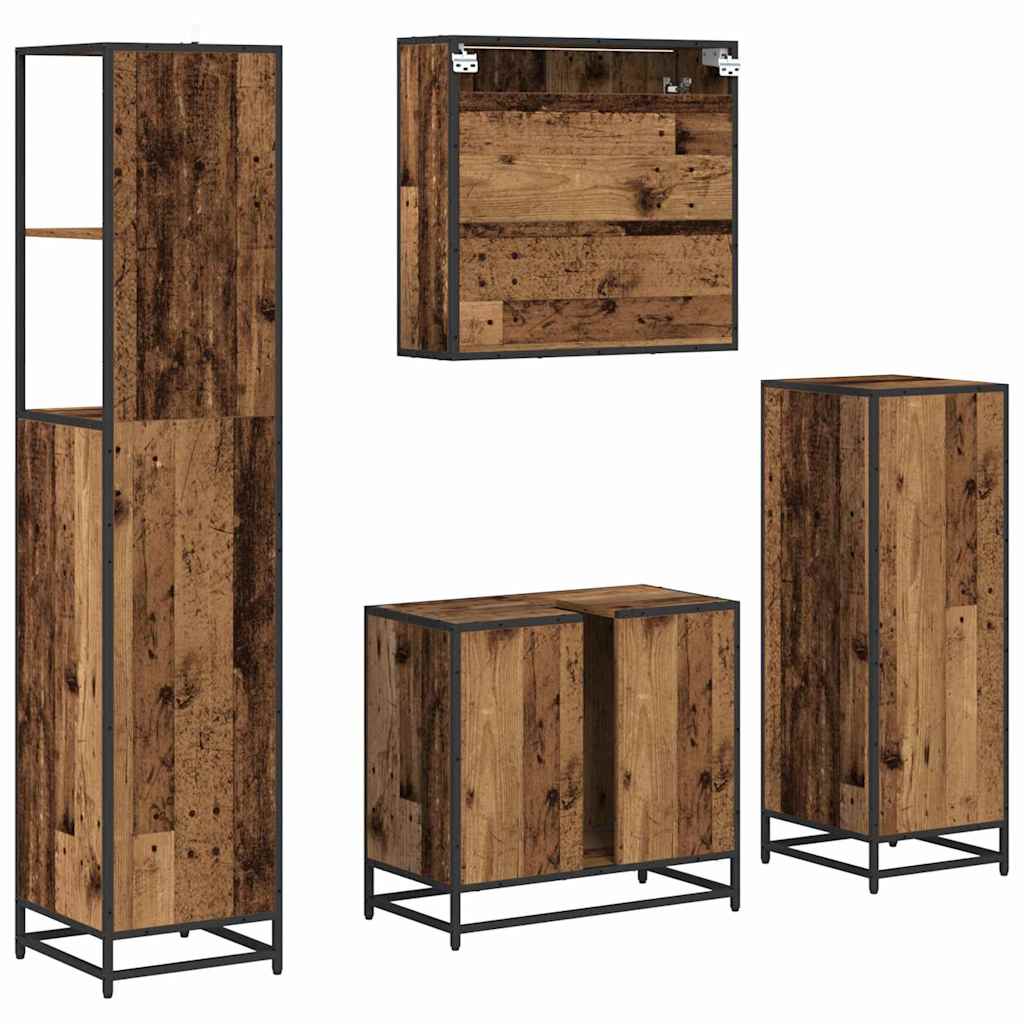 Bathroom Furniture Set 4 pcs Old Wood Engineered Wood