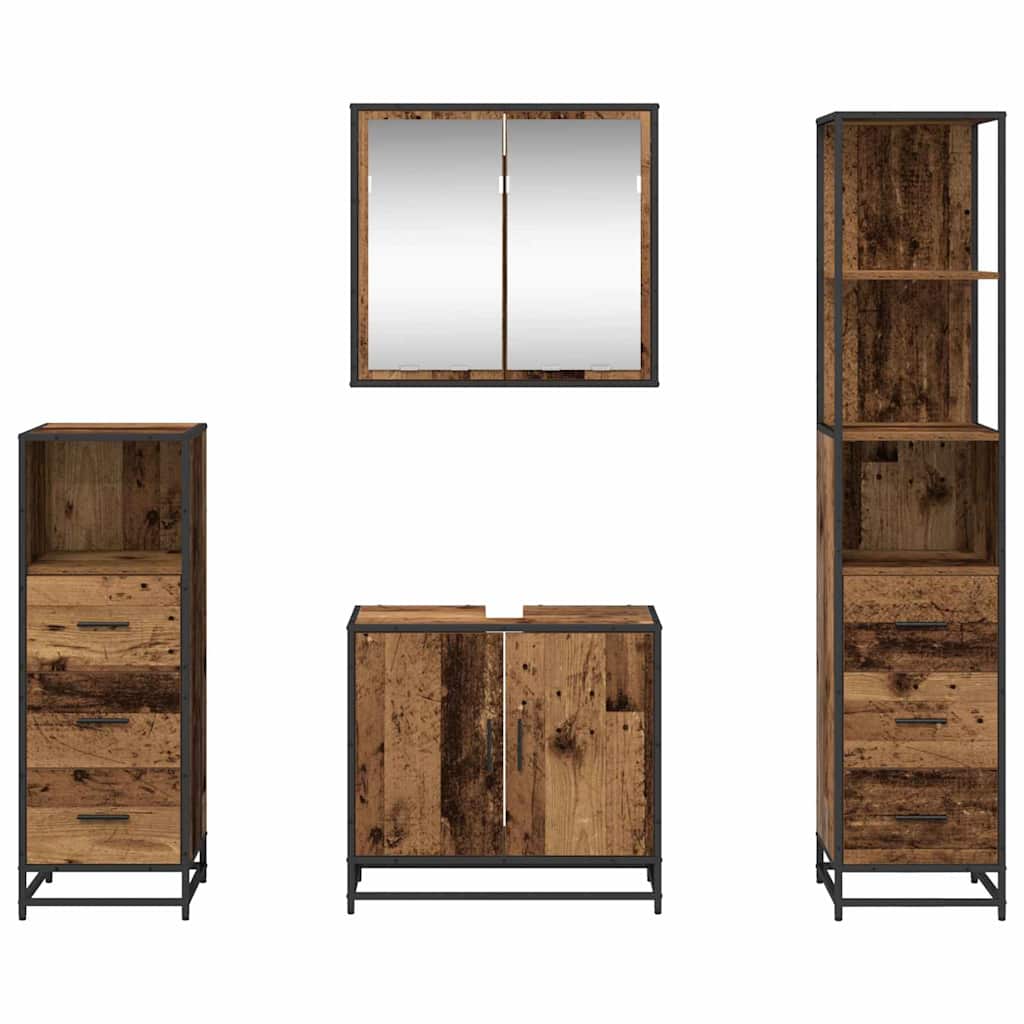Bathroom Furniture Set 4 pcs Old Wood Engineered Wood