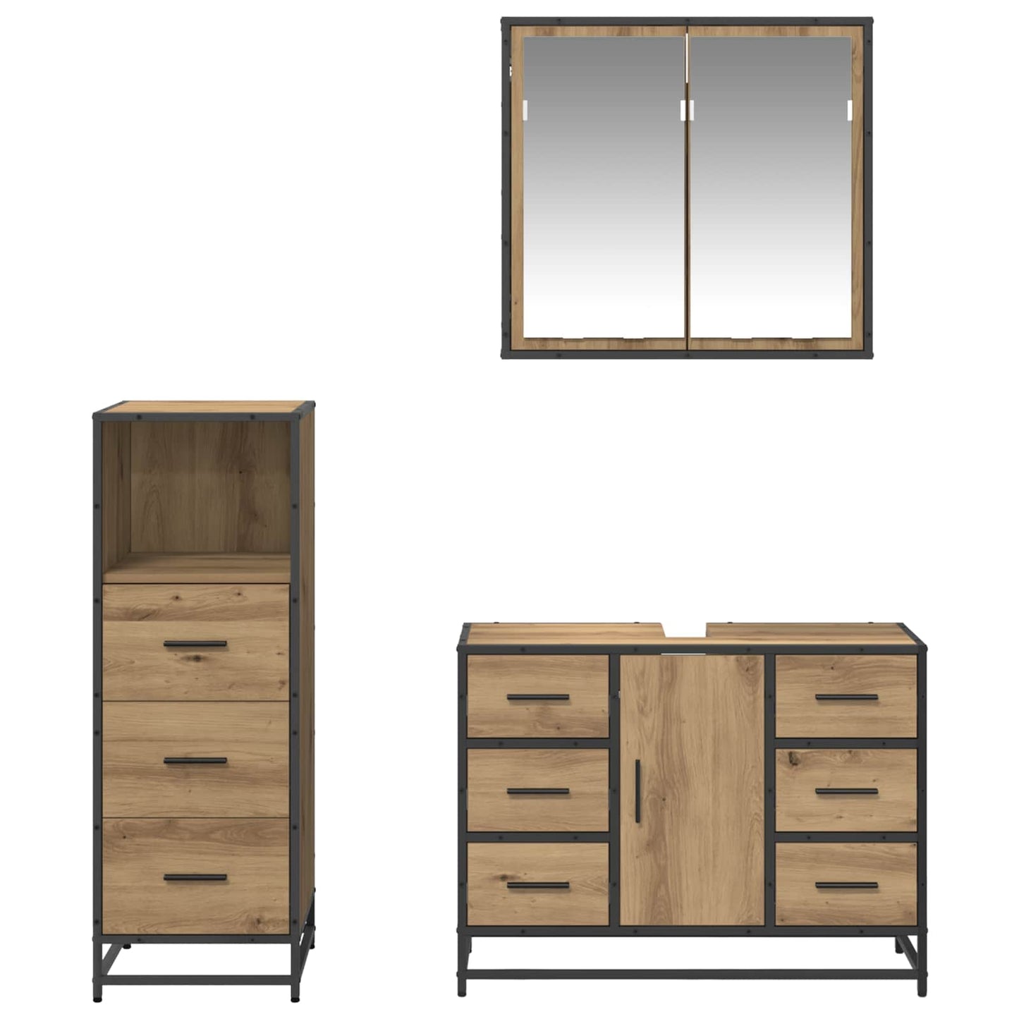 Bathroom Furniture Set 3 pcs Artisan Oak Engineered Wood