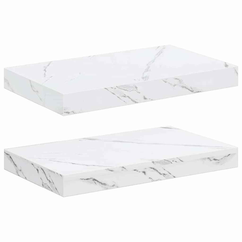 Wall Shelf 2 pcs White Marble 40 x 23.5 x 3.8 cm