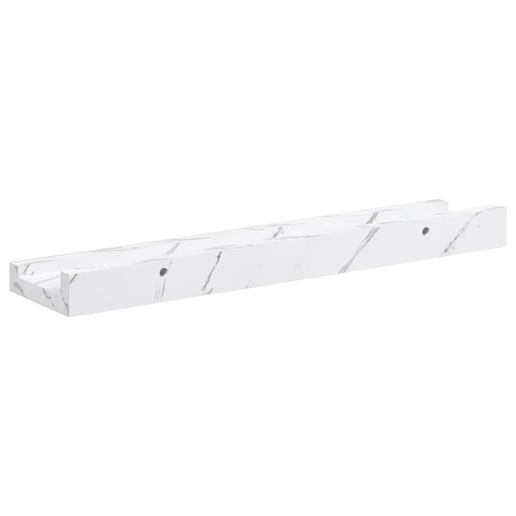 Wall Shelf 2 pcs White Marble 40 x 9 x 3 cm Engineered Wood