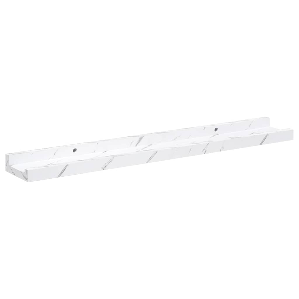 Wall Shelf 2 pcs White Marble 60 x 9 x 3 cm Engineered Wood
