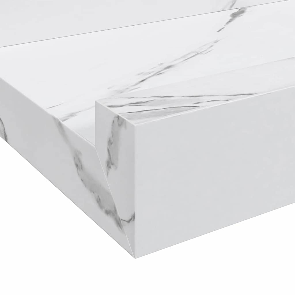Wall Shelf 4 pcs White Marble 60 x 9 x 3 cm Engineered Wood