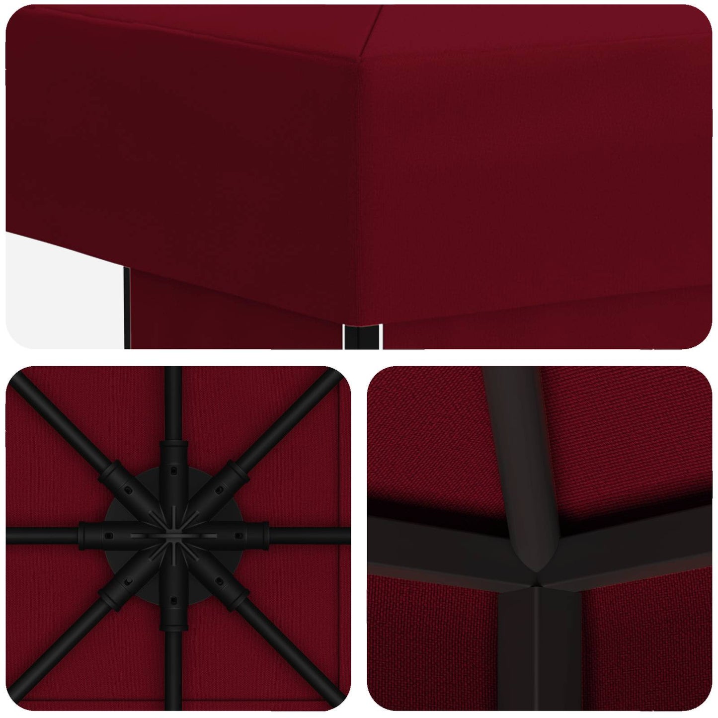 Gazebo 3 x 3 m Burgundy Polyester and Steel 190 gsm