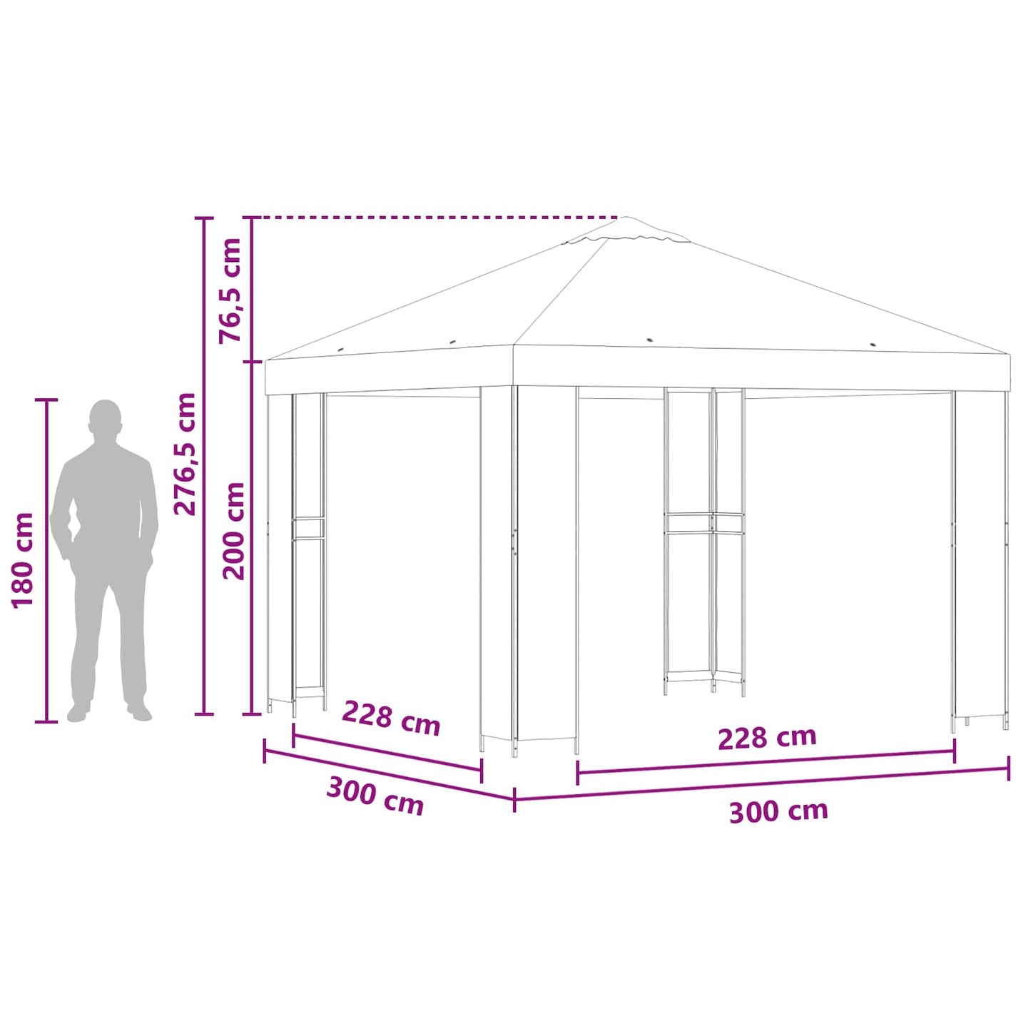 Gazebo 3 x 3 m Burgundy Polyester and Steel 190 gsm