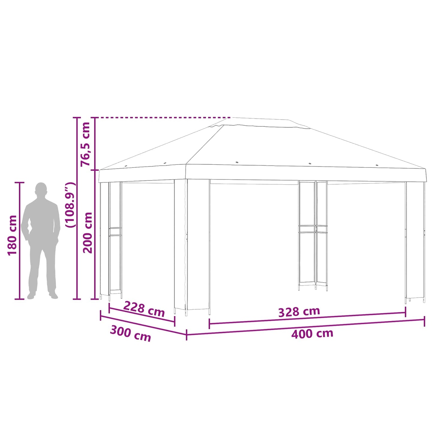 Gazebo 4 x 3 m Burgundy Polyester and Steel 190 gsm