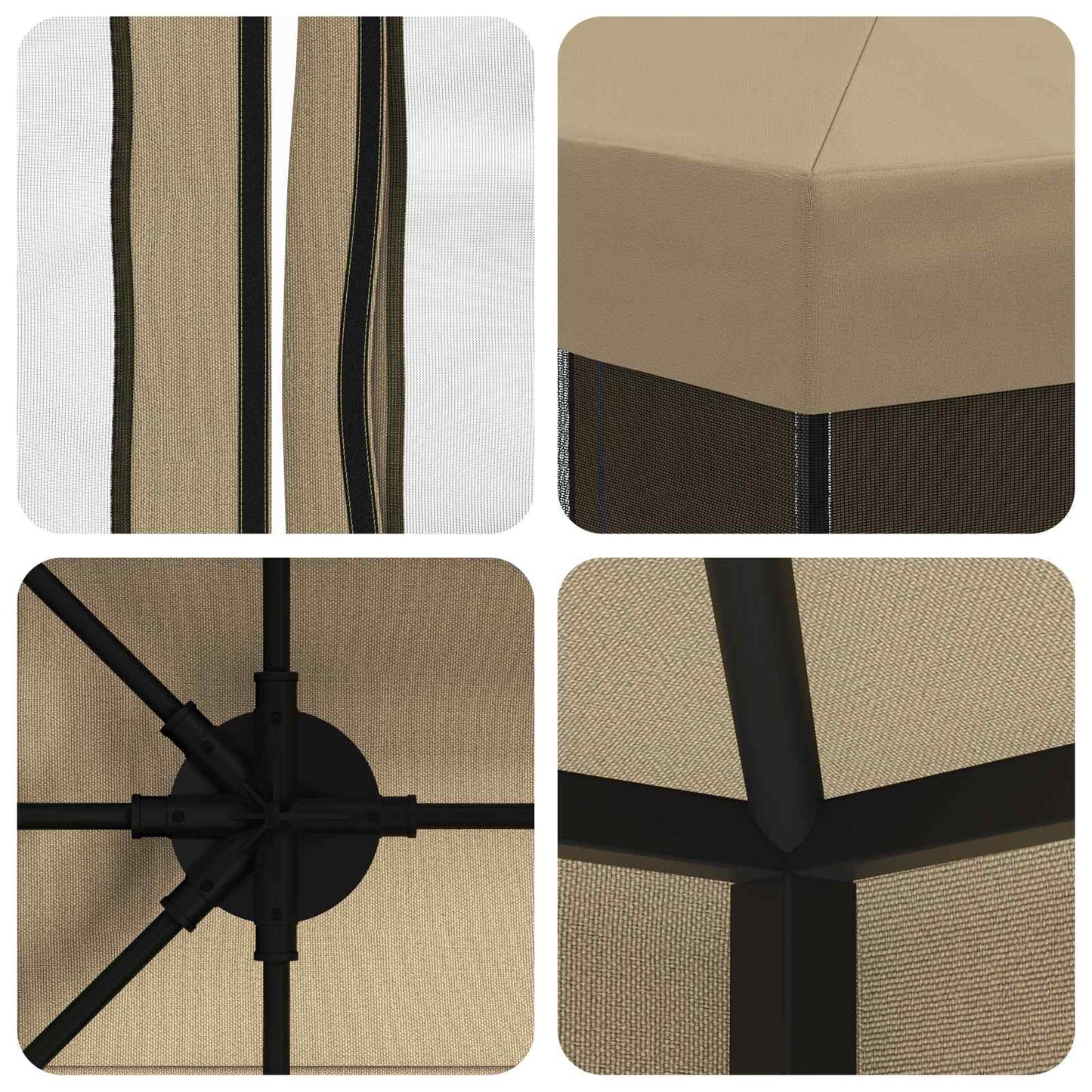 Garden Gazebo with Sidewalls 4 x 3 m Beige Polyester and Steel