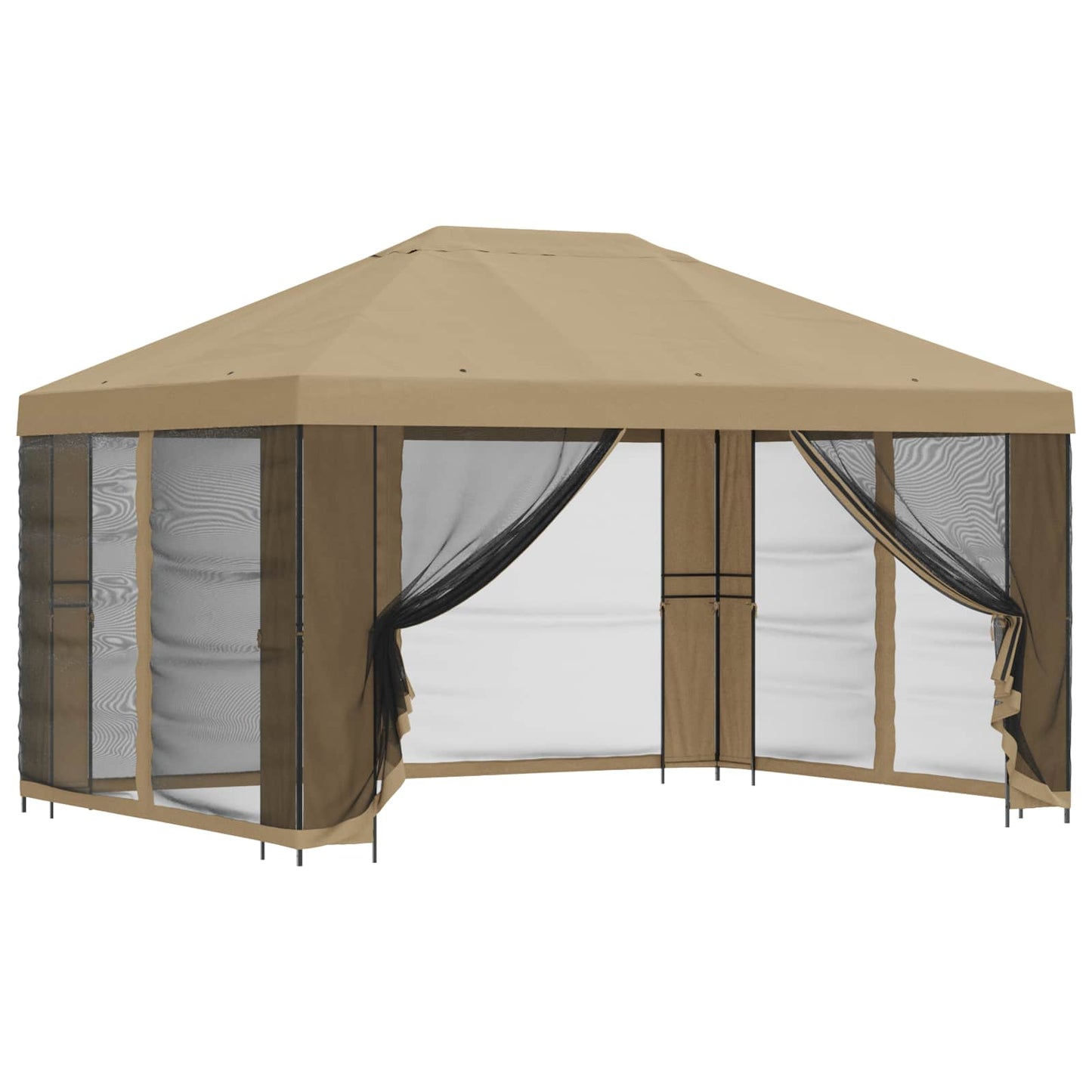 Garden Gazebo with Sidewalls 4 x 3 m Beige Polyester and Steel