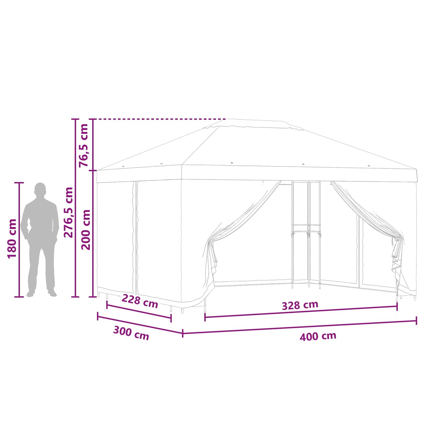 Garden Gazebo with Sidewalls 4 x 3 m Beige Polyester and Steel