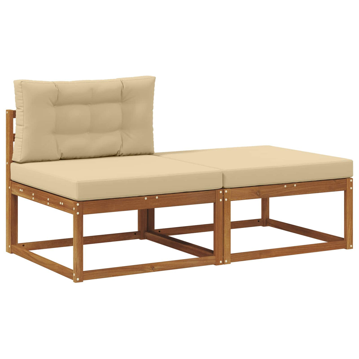 Sectional Sofa Units 2 pcs 2-Seater Solid Acacia Wood