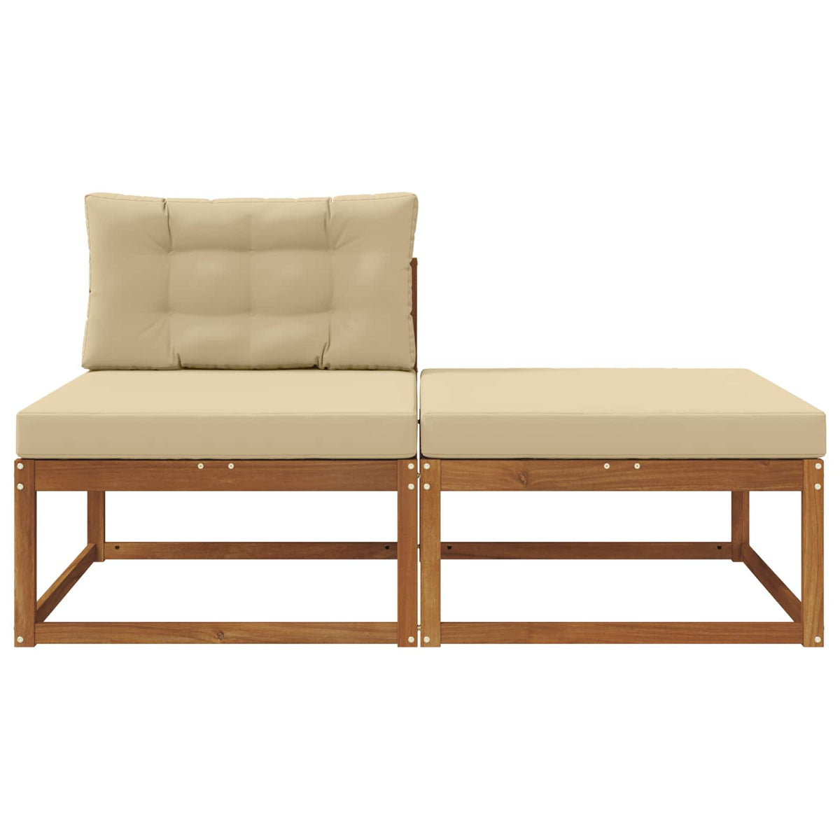 Sectional Sofa Units 2 pcs 2-Seater Solid Acacia Wood