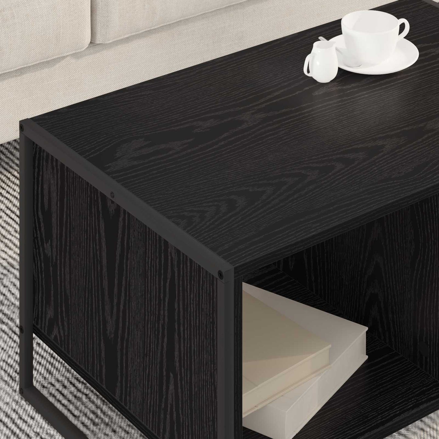 Coffee Table Black Oak 80 x 50 x 40 cm Engineered Wood