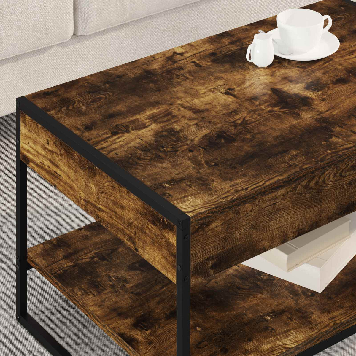 Coffee Table Smoke Oak 80 x 50 x 40 cm Engineered Wood