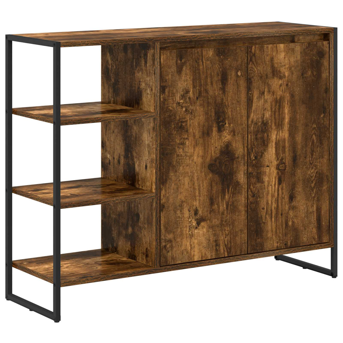 Side Cabinet Smoked Oak 96.5 x 30 x 75 cm Engineered Wood