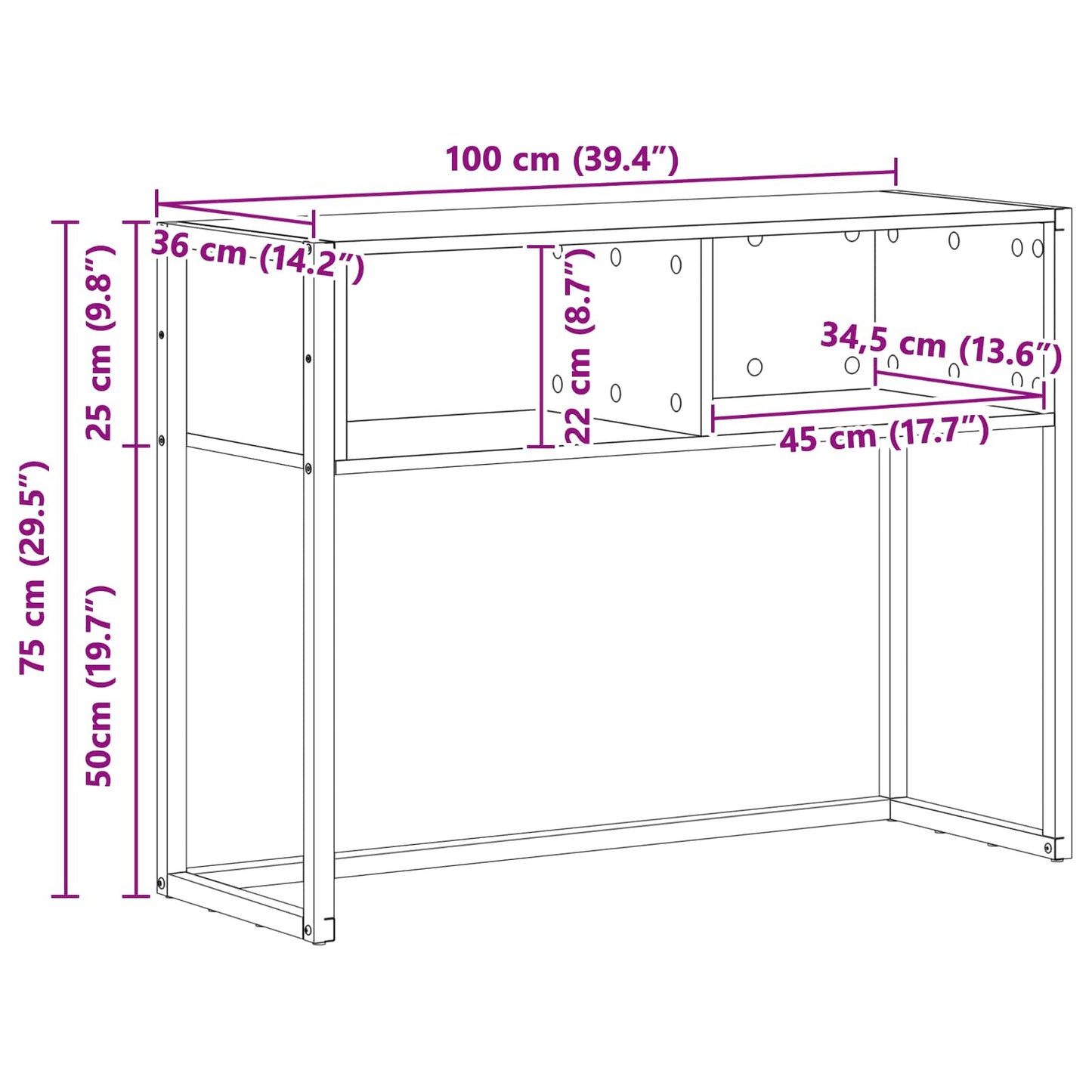 End Table Old Wood 100 x 36 x 75 cm Engineered Wood