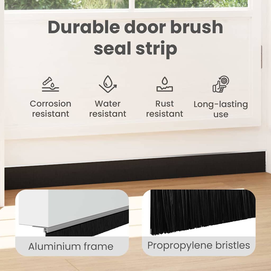 Self-adhesive Door Brush Seals 2 pcs 100 cm Aluminium Alloy