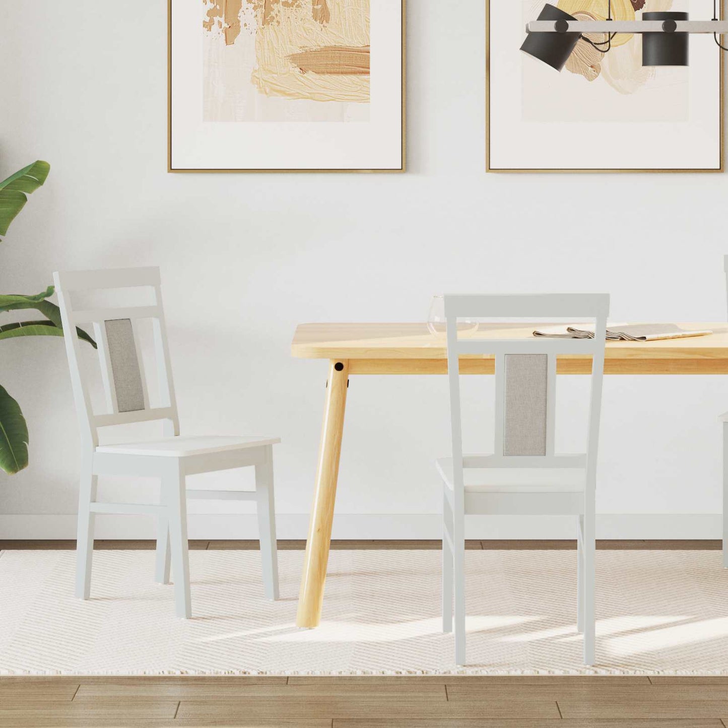 Dining Chair 2 pcs Solid Rubber Wood White 36 x 44.5 x 91.5 cm