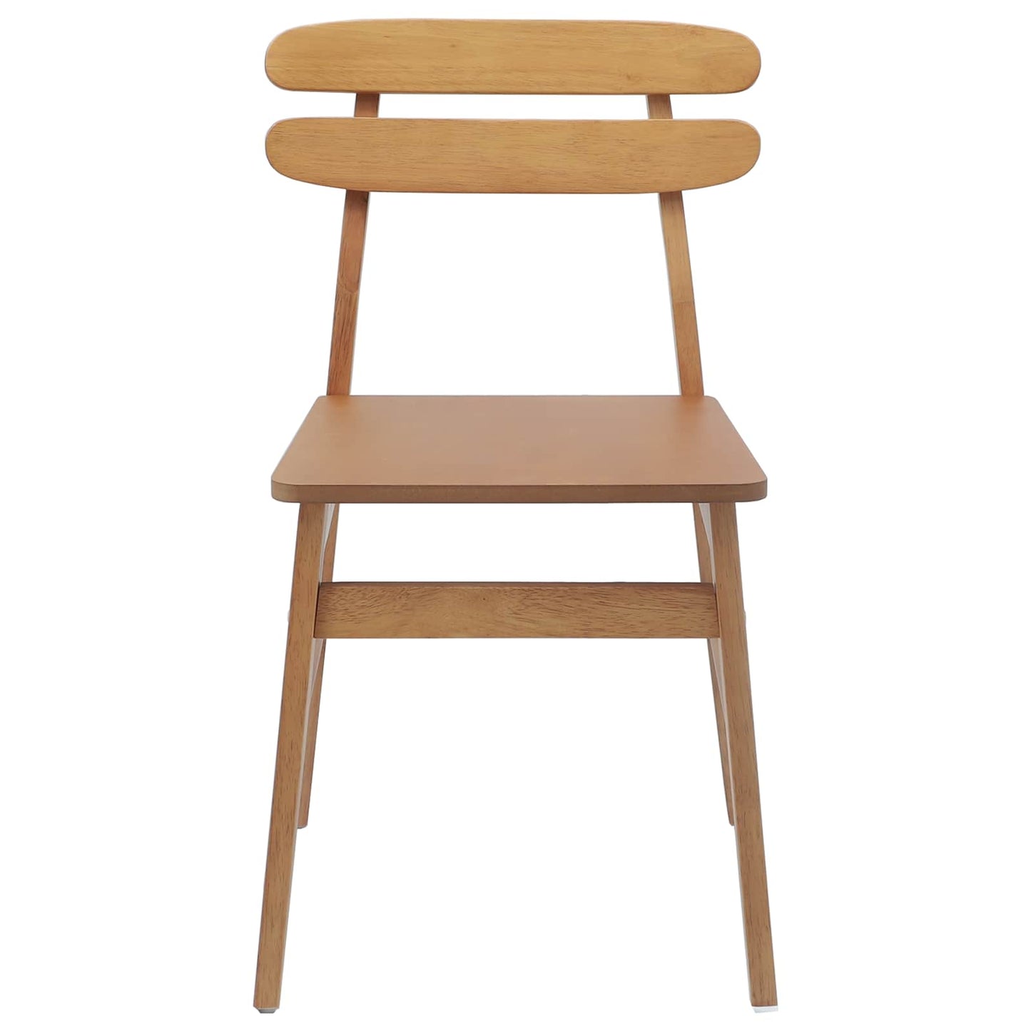 Dining Chair 2 pcs Solid Rubber Wood Natural