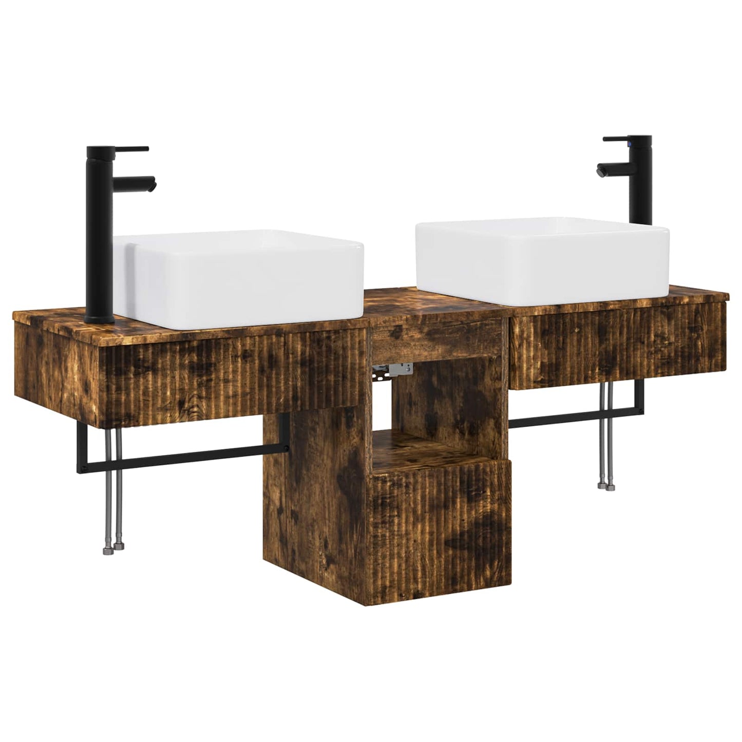 Bathroom Cabinet Set 3 pcs Smoked Oak 53 x 35 x 39 cm