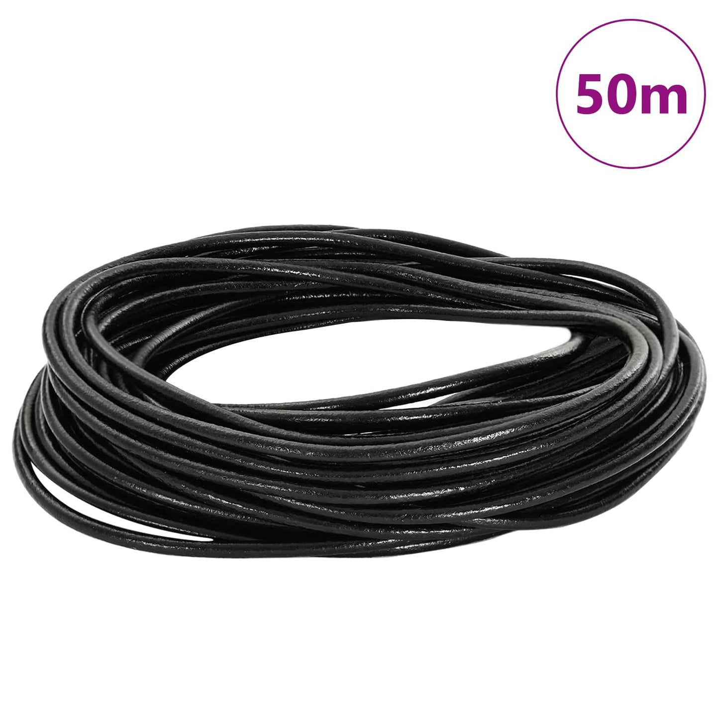 Leather Cord 1 Black Ø2.5 mm x 50 m Leather