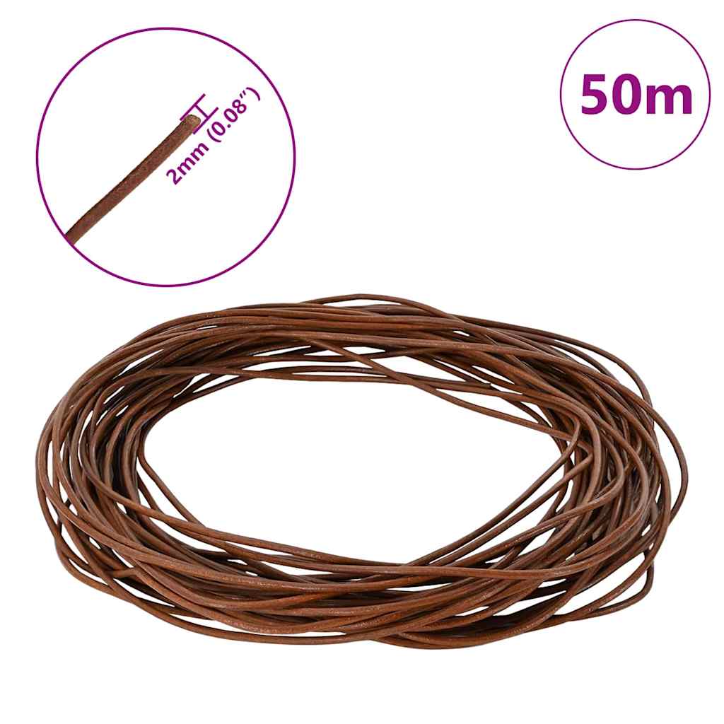 Leather Cord 1 Light Brown Ø2 mm x 50 m Leather